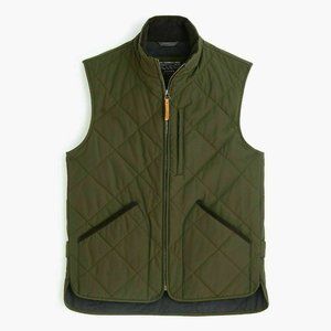 New JCrew Sussex Quilted Vest Evergreen Moss Men Small Olive Green Primaloft
